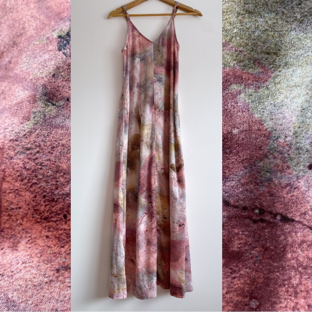 DKNY Watercolor V-Neck Maxi Dress NWT